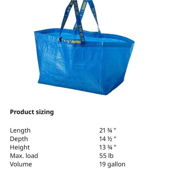Ikea Blue Frakta Utility Shopping Tote Bag NWT Large - Picture 3 of 6